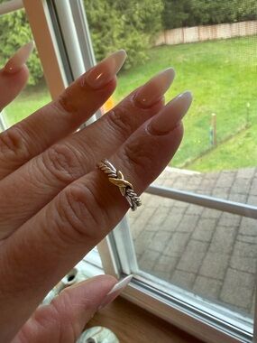 David Yurman Petite X Ring in Sterling Silver and 18k Gold